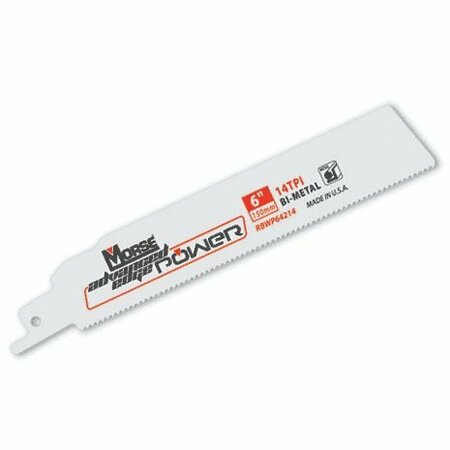 MORSE Advanced Edge Power RBwp64218T05 General Purpose Reciprocating Saw Blade, 6 in L x 1 in W, 18 TPI, B RBWP64218T05